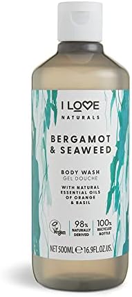 I Love Naturals Rose & Argan Body Wash, Natural Oils Of Rose & Patchouli, Formulated Using Essential Oils For Silky Smooth & Moisturised Skin, 100% Recycled Bottle & Vegan-Friendly - 500ml