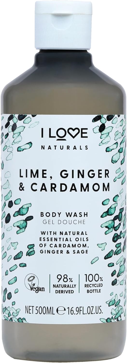 I Love Naturals Rose & Argan Body Wash, Natural Oils Of Rose & Patchouli, Formulated Using Essential Oils For Silky Smooth & Moisturised Skin, 100% Recycled Bottle & Vegan-Friendly - 500ml