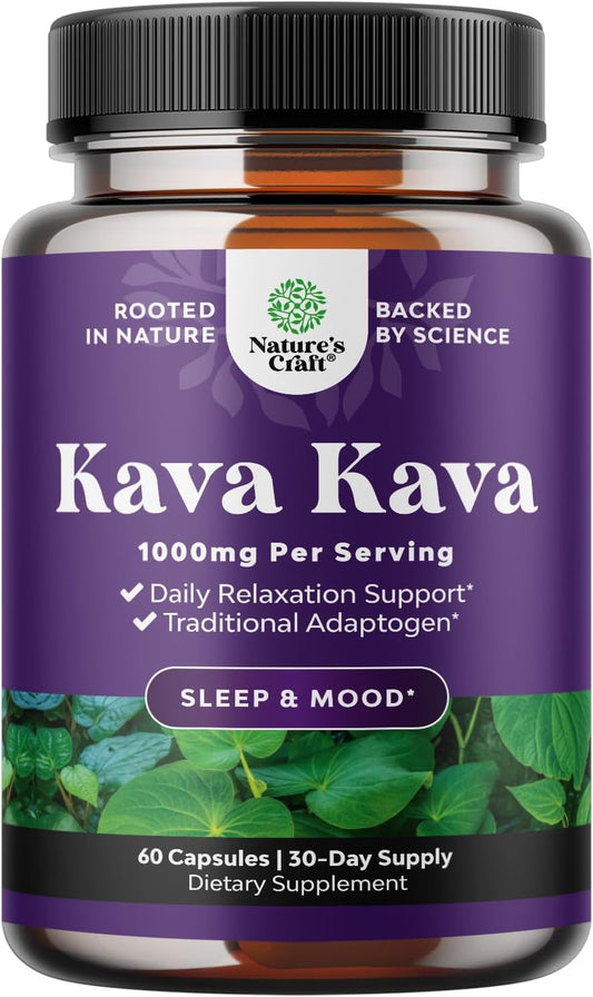 Kava Kava Nootropic Brain Supplement - Brain Booster Kava Kava Capsules for Natural Sleep Aid Mood Brain Fog and Stress Relief - Kava Kava Extract Muscle Relaxer Pills