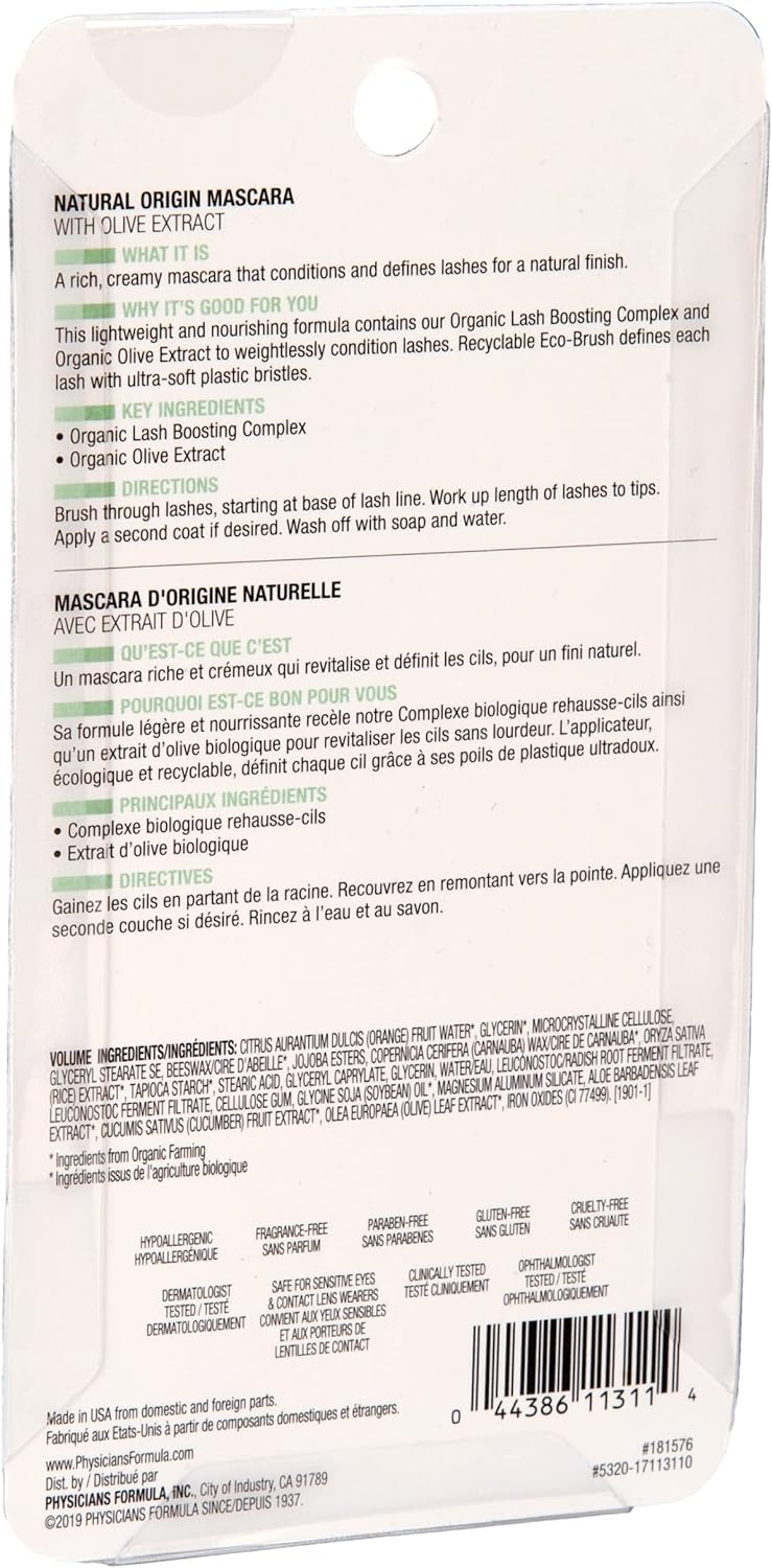 PHYSICIANS FORMULA - Organic Wear Natural Origin Mascara Black - 0.26 oz (7.5 g)