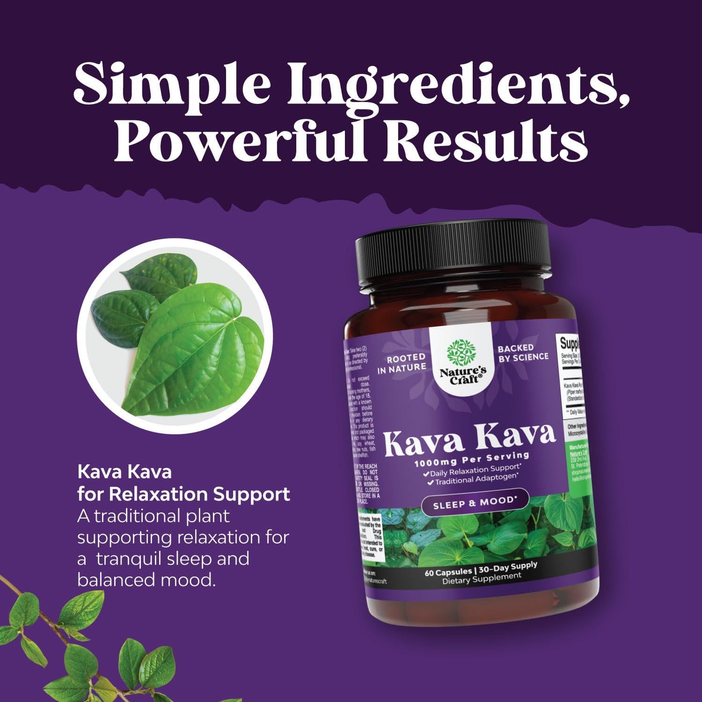 Kava Kava Nootropic Brain Supplement - Brain Booster Kava Kava Capsules for Natural Sleep Aid Mood Brain Fog and Stress Relief - Kava Kava Extract Muscle Relaxer Pills