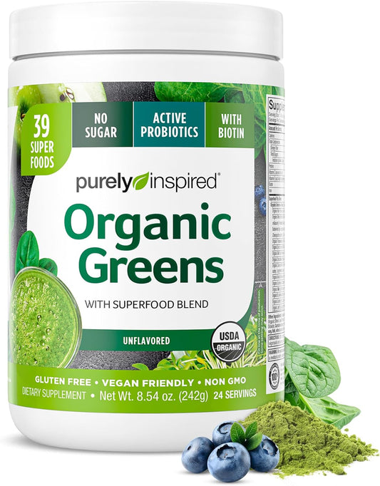 Purely Inspired Organic Greens, USDA Organic, Super Greens Powder, Unflavored, 7.17oz (203g), 20 servings