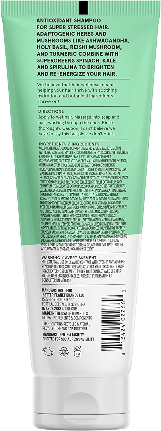 ACURE Juice Cleanse Supergreens & Adaptogens Shampoo 237ml