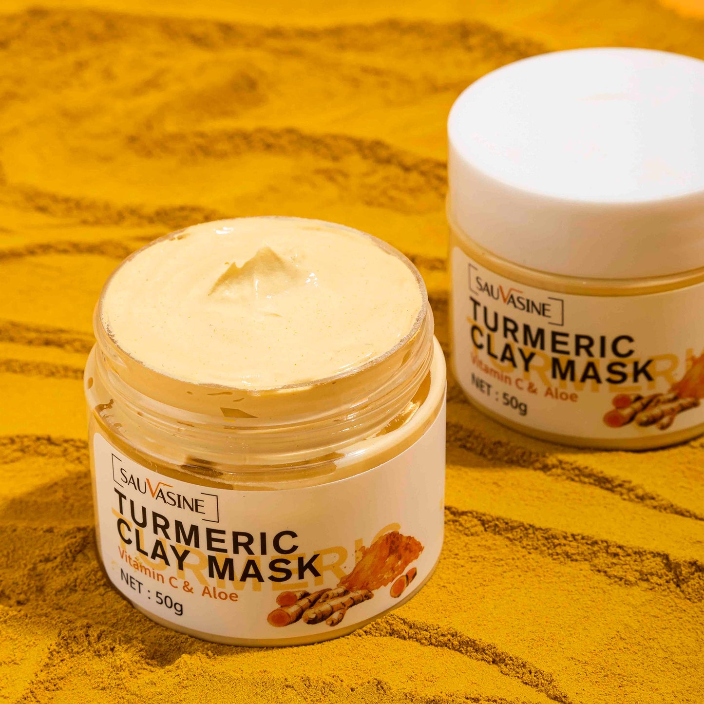 Natural organic pure nourishing moisturizing anti-aging smooth skin deep cleaning vitamin c face care cream turmeric clay mask